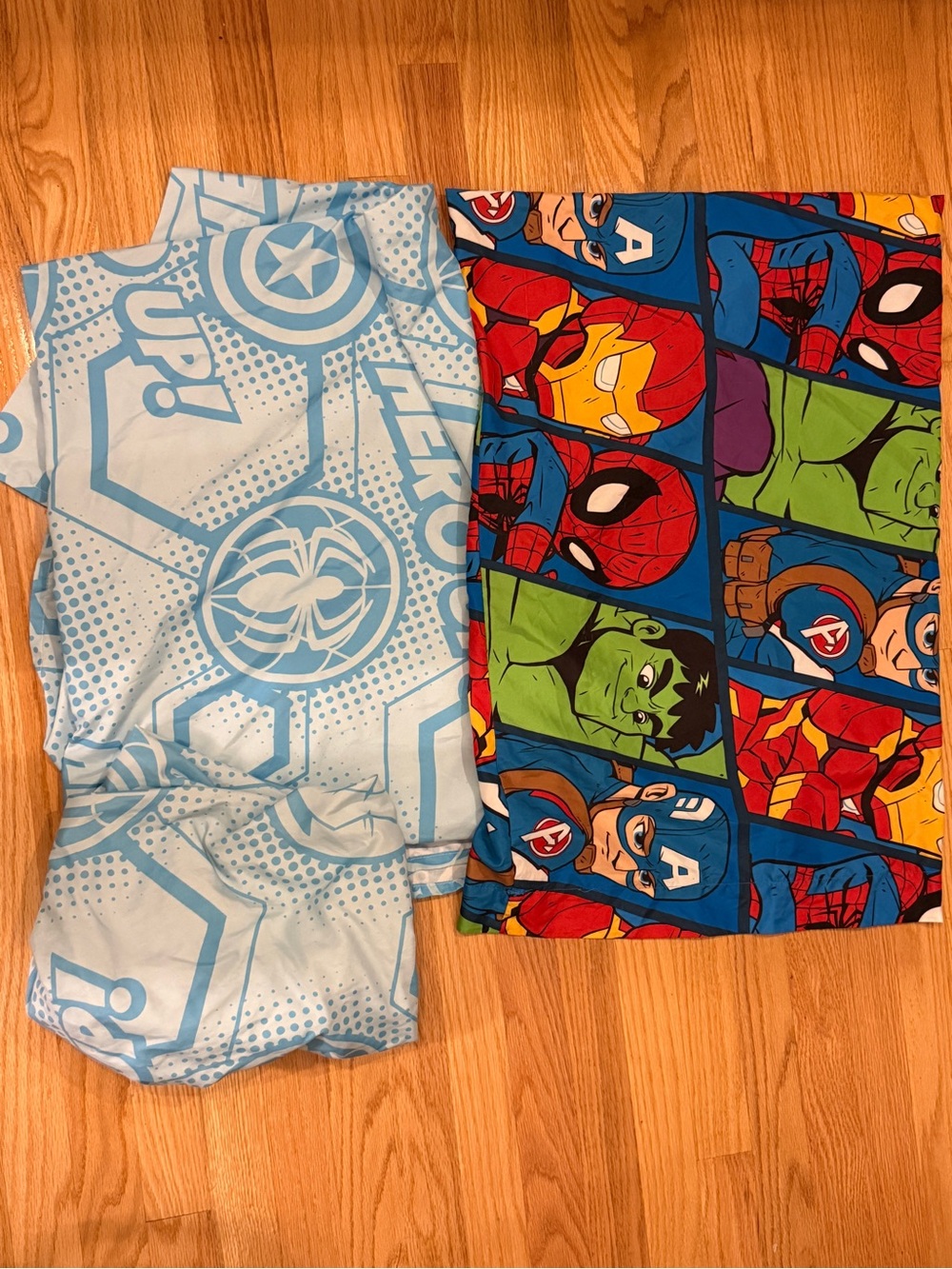 Marvel Boys' Light Blue and Multi-Color Superhero Bedding Panels